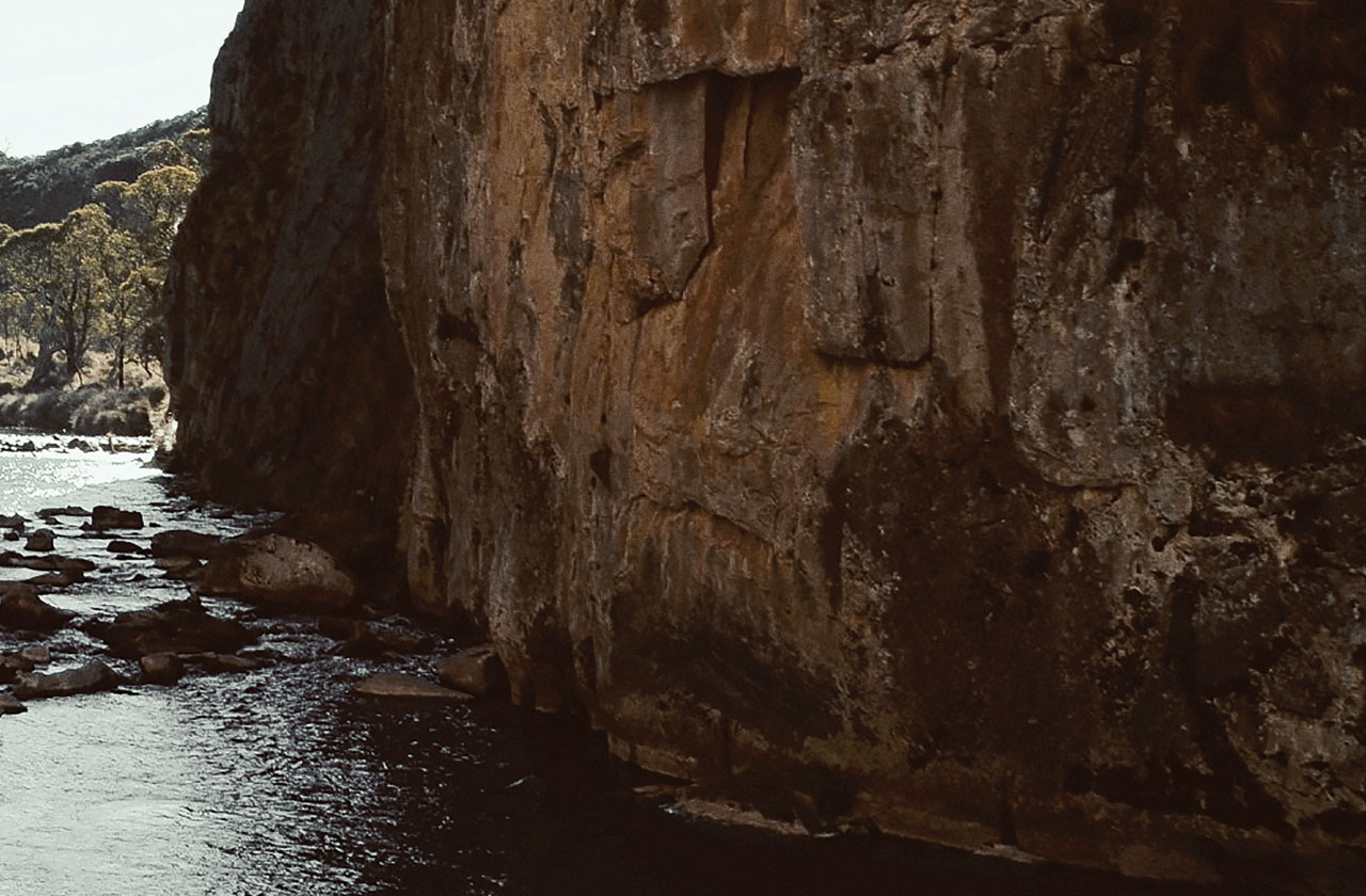 COLORBOND® steel in the colour Jasper®.  Australian cliff river rockface 