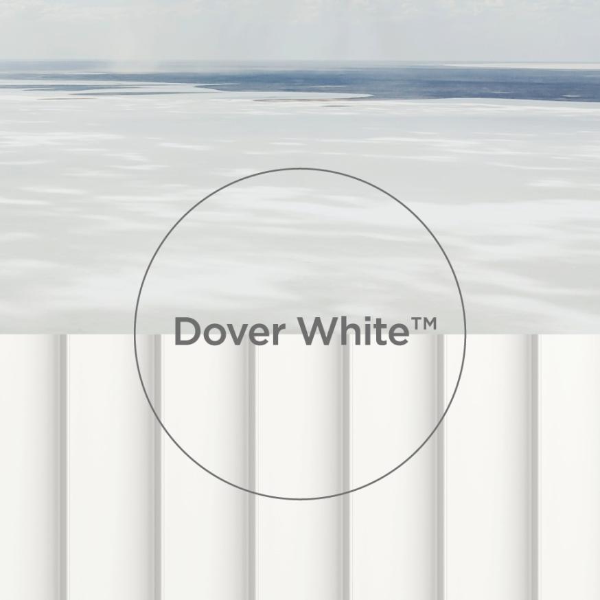 Dover white over beach and standing seam profile