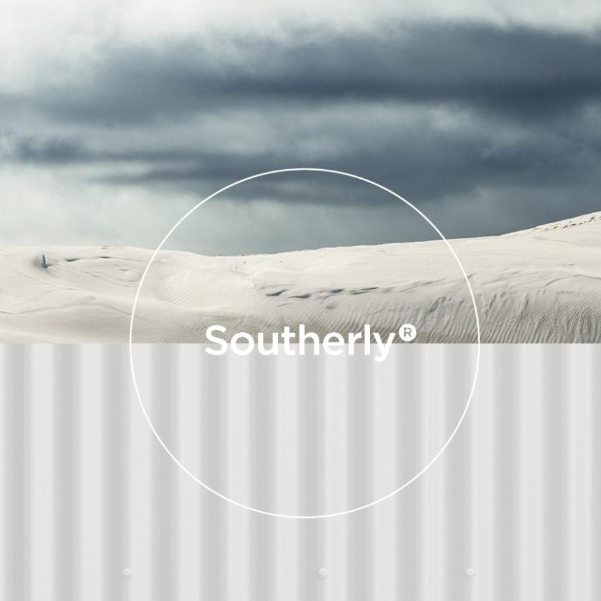 Southerly name over profile and sky image