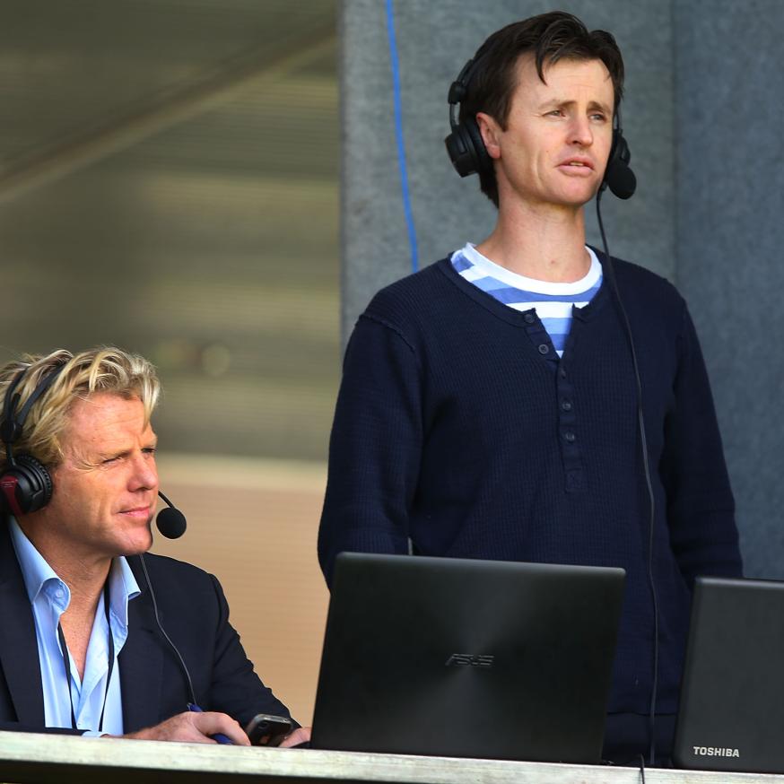 Anthony Hudson in the commentator's box