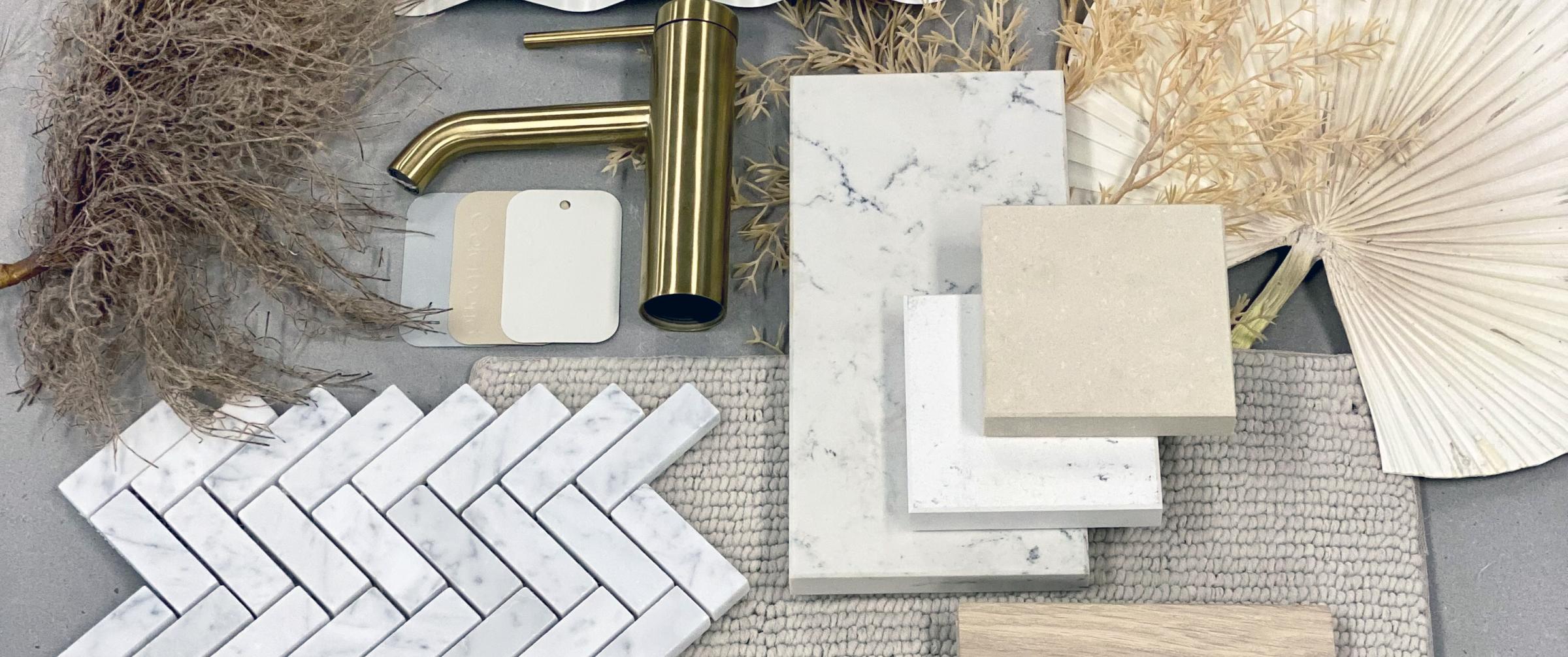 Pale Tones flatlay incorporating COLORBOND® steel. These pale tones are naturally inspired, light and equally at home on contemporary or heritage buildings. Photographer: Liam Worthington