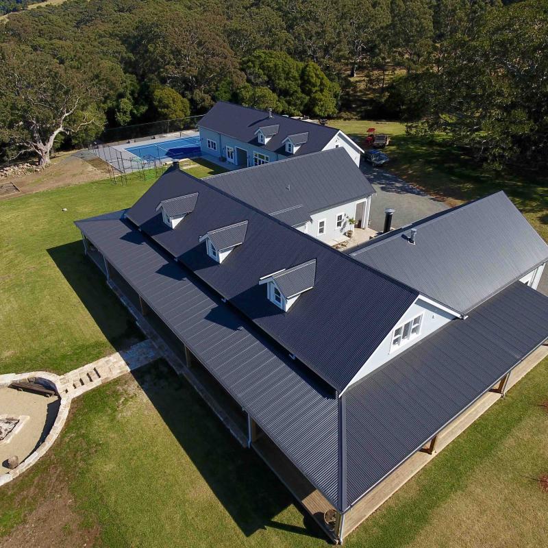 COLORBOND® steel Monument® roofing in LYSAGHT CUSTOM ORB® profile. 