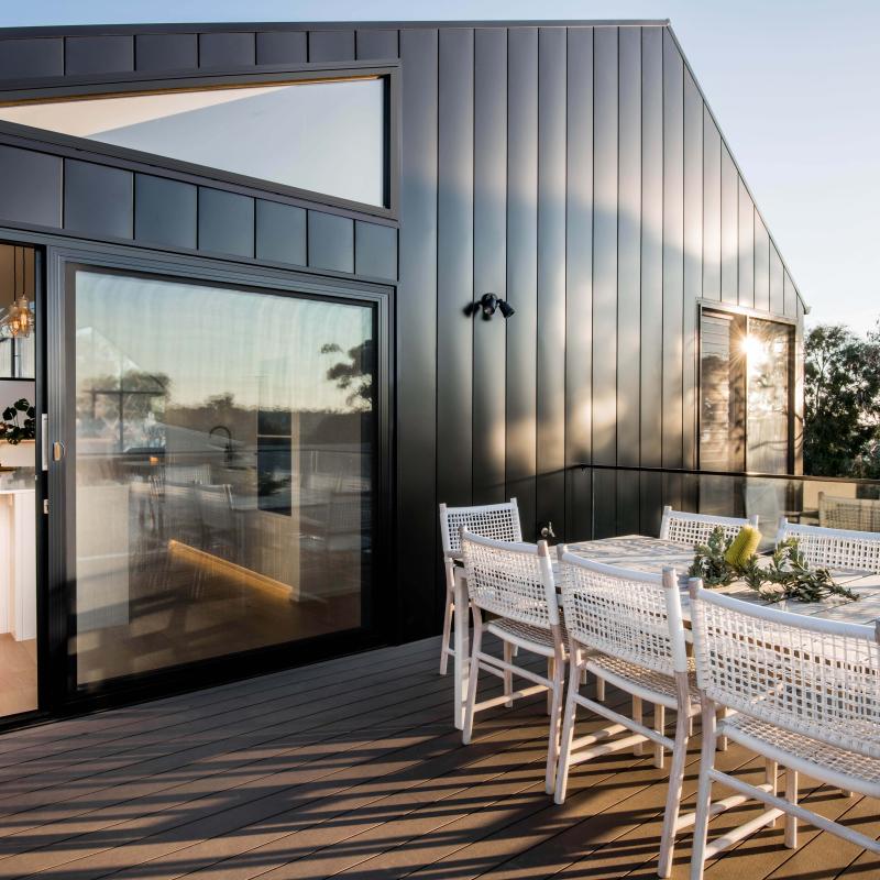 COLORBOND® steel Night Sky® cladding in an interlocking profile.