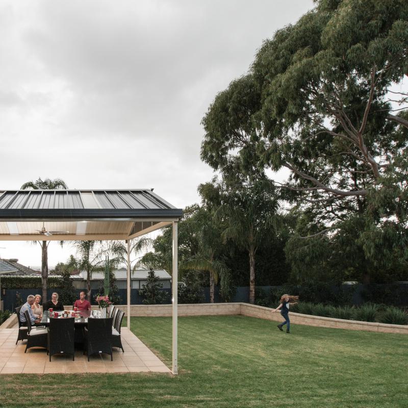 Patio made from COLORBOND® steel in colour Classic Cream™