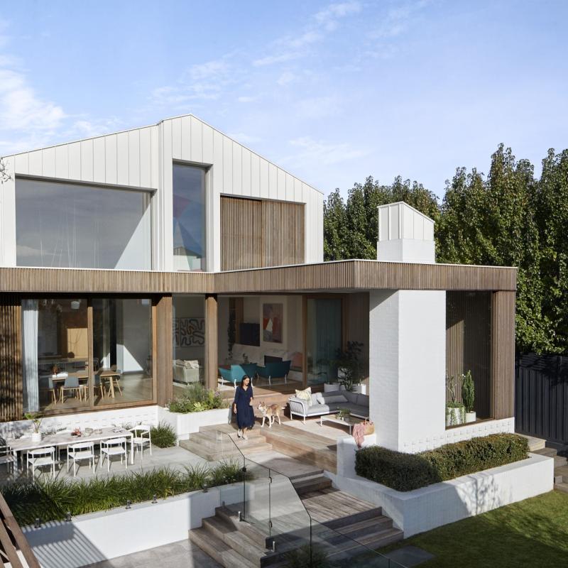 BBW House, Geelong clad in COLORBOND® steel Surfmist® in a Classic finish. Rollformer/Fabricator: Steeline JH Stephenson Aussie Roof Co Pty. Built by Wilson. Installer: Clint Humphrey (CH Roofing). Architect: Tecture