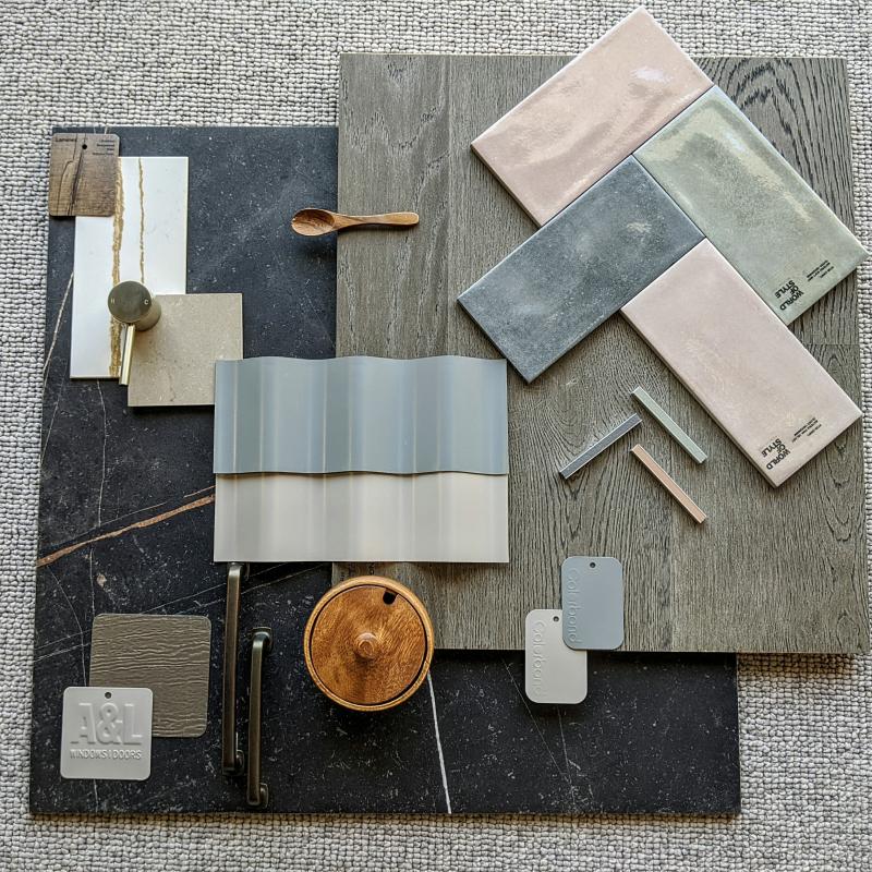 Flatlay incorporating COLORBOND® steel. Naturally inspired and evocative, these earthy mid tones pay tribute to our country’s quintessential palette and blend beautifully with the landscape. Photographer:Valeriya Chernishov