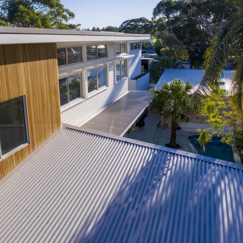 Kyal and Kara, Blue Lagoon Build, "The Block". COLORBOND® Ultra steel roof in the colour Dune®.