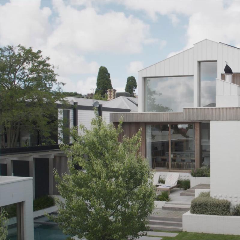 BBW House, Geelong  clad in COLORBOND® steel Surfmist® in a Classic finish. Rollformer/Fabricator:  Steeline JH Stephenson Aussie Roof Co Pty. Built by Wilson. Installer: Clint Humphrey (CH Roofing). Architect: Tecture