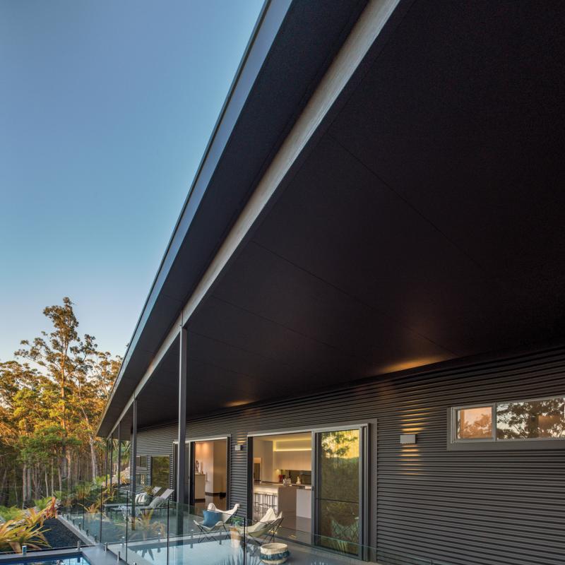 COLORBOND® steel Monument® Matt (cladding) and COLORBOND® steel Monument® (roofing) in a standard corrugated profile supplied by Stramit.