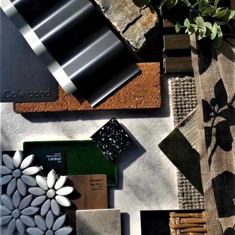 COLORBOND® steel. Urban Oasis. Kathi Brown. Flatlay inspiration board.