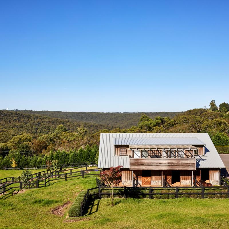 Bushland with stables featuring COLORBOND steel in Windspray colour