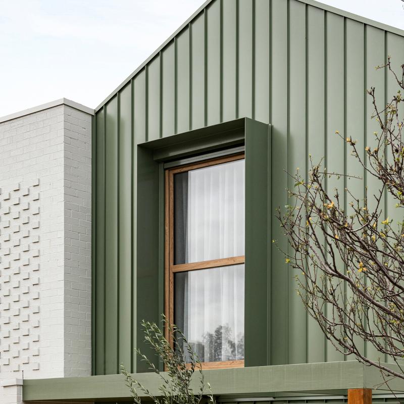 Brunswick East Property, VIC with cladding made from COLORBOND® steel in Pale Eucalypt® in a classic finish.