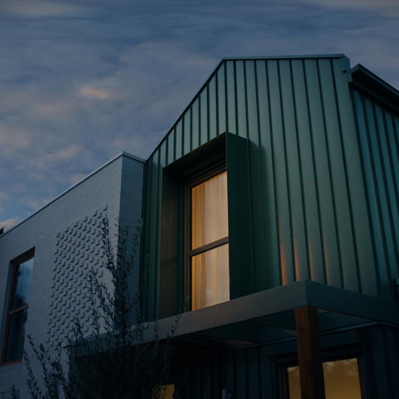 Brunswick East Property, VIC with cladding made from COLORBOND® steel in Pale Eucalypt® in a classic finish.