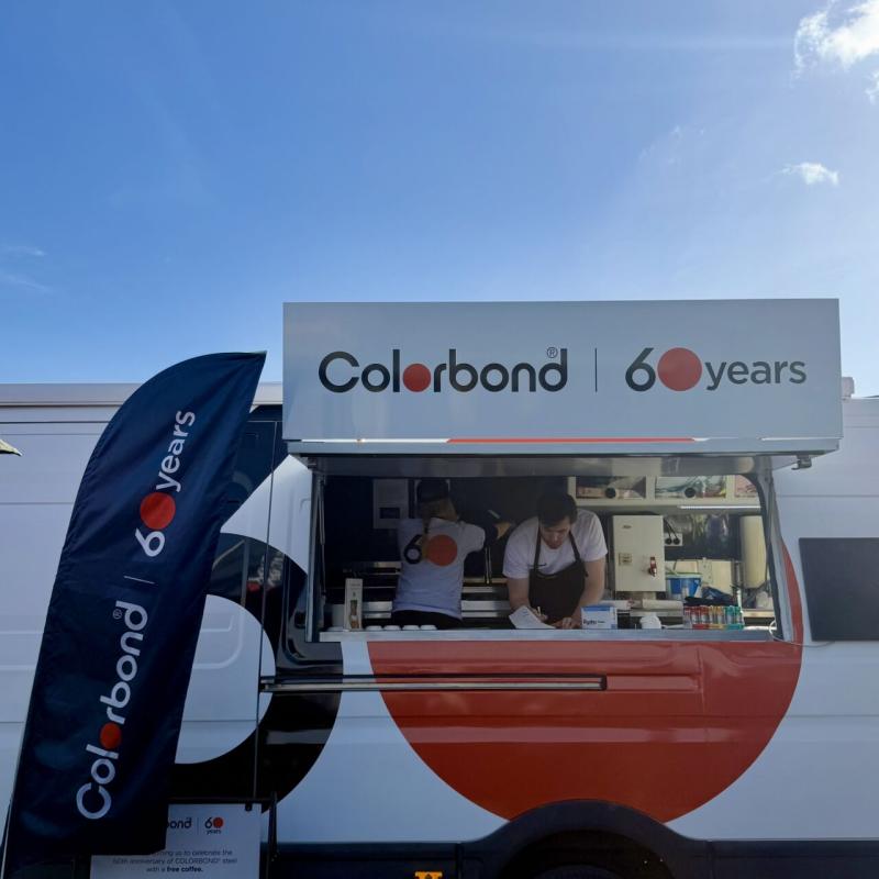 COLORBOND® steel coffee van visit to Todd Devine Homes