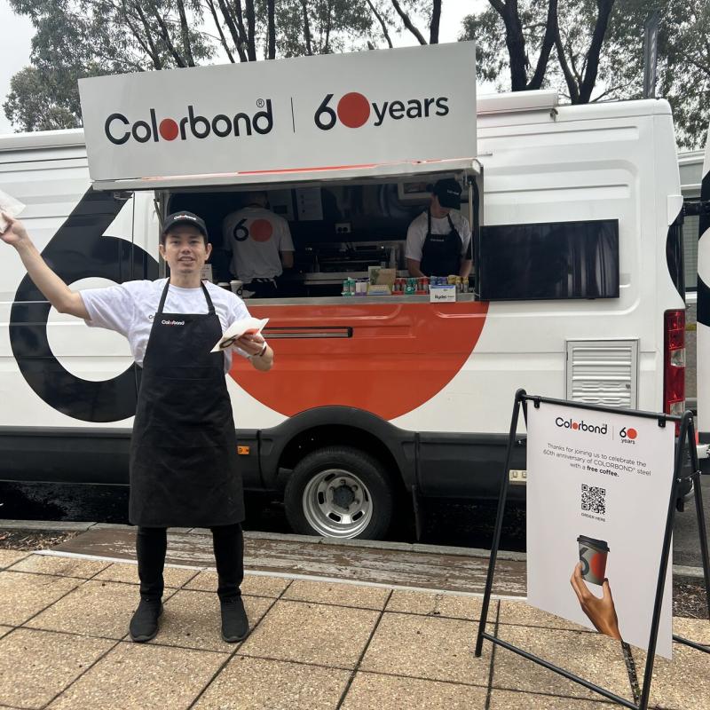 COLORBOND® steel coffee van visit to Metricon