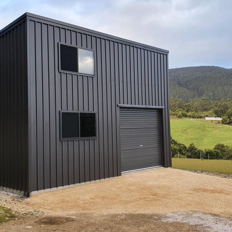 Brad from Lunawanna, TAS loves COLORBOND® steel. Roofing, Guttering & Fascia, Walling, Sheds made from COLORBOND® steel in colours Monument® and Monument® Matt