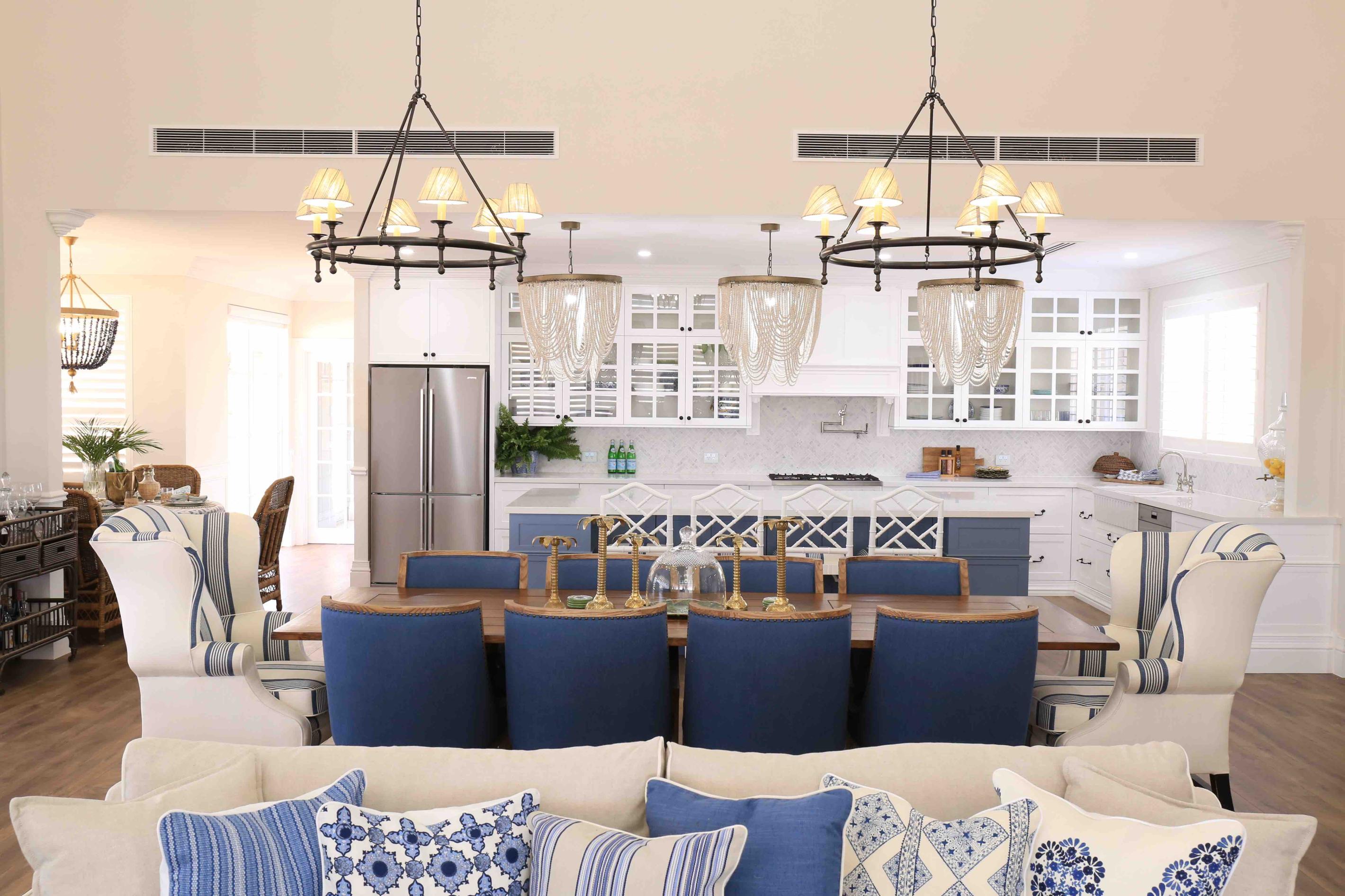 Hamptons Farmhouse' by Indah Island Interior Designers. Interior Designer Natalee Bowen chose COLORBOND® steel Surfmist® Matt for her Hamptons dream house.