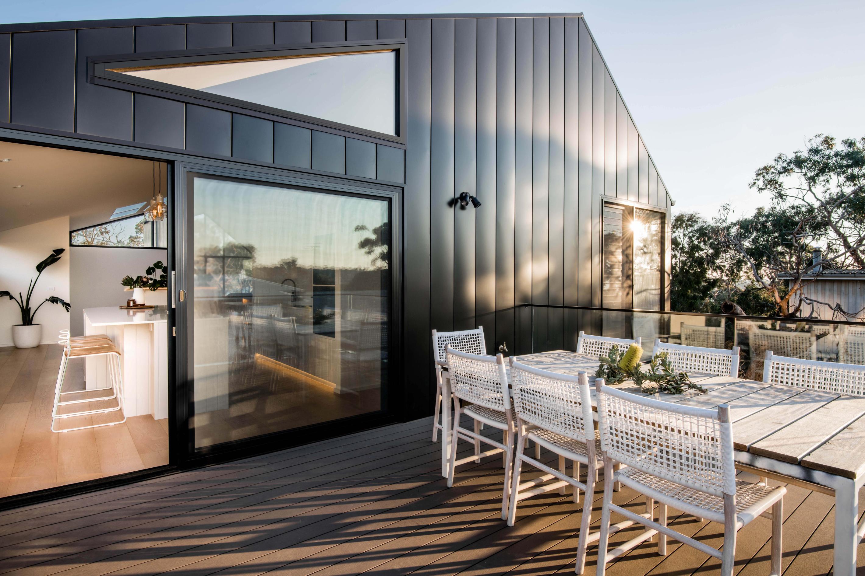 COLORBOND® steel Night Sky® cladding in an interlocking profile.