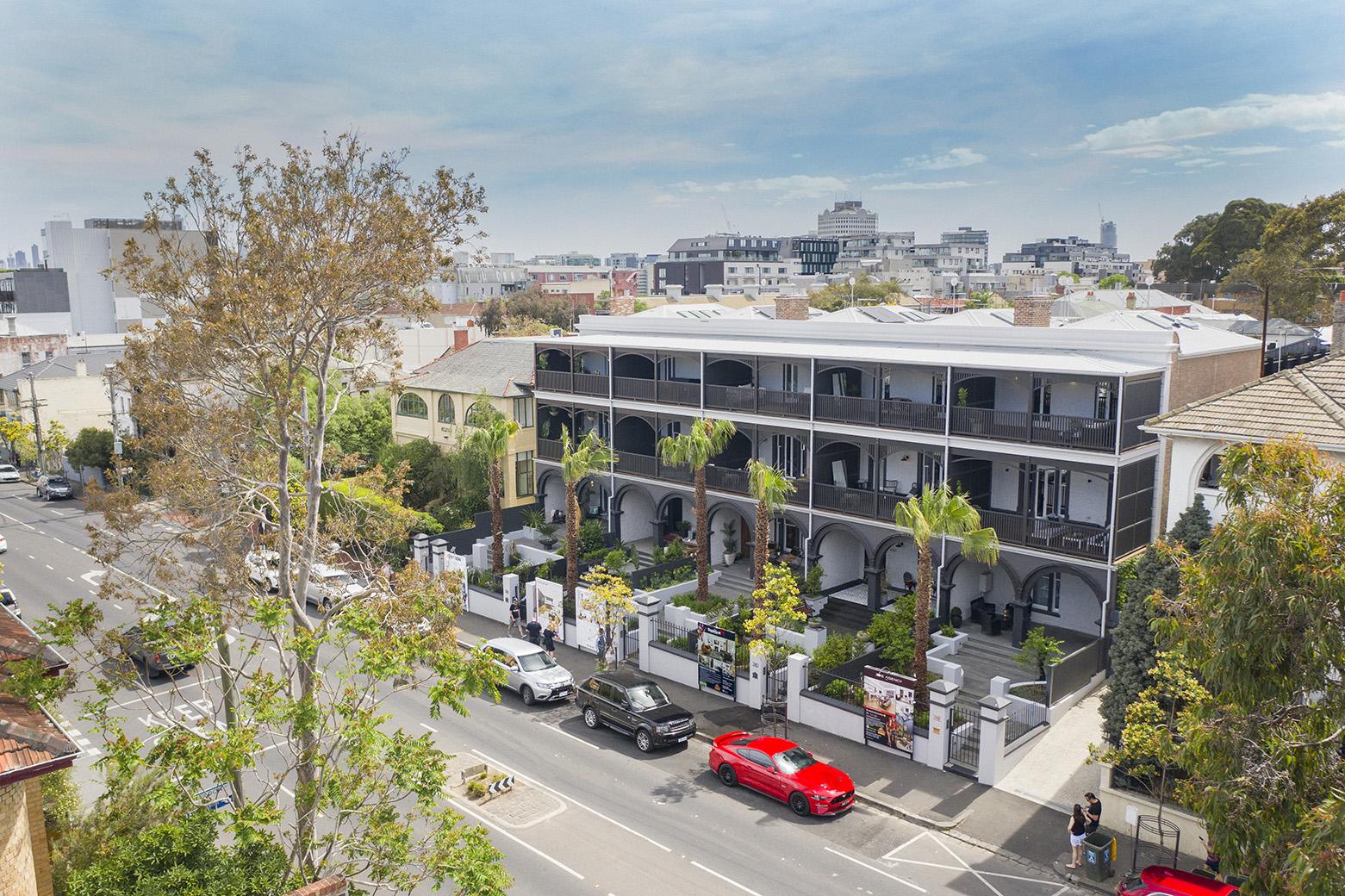 The Block 2019. Oslo Hotel, ST Kilda, VIC. Uses framing made from TRUECORE® steel.  Roofing, guttering, walling, garage doors and fencing made from COLORBOND® steel classic finish and Matt finish.