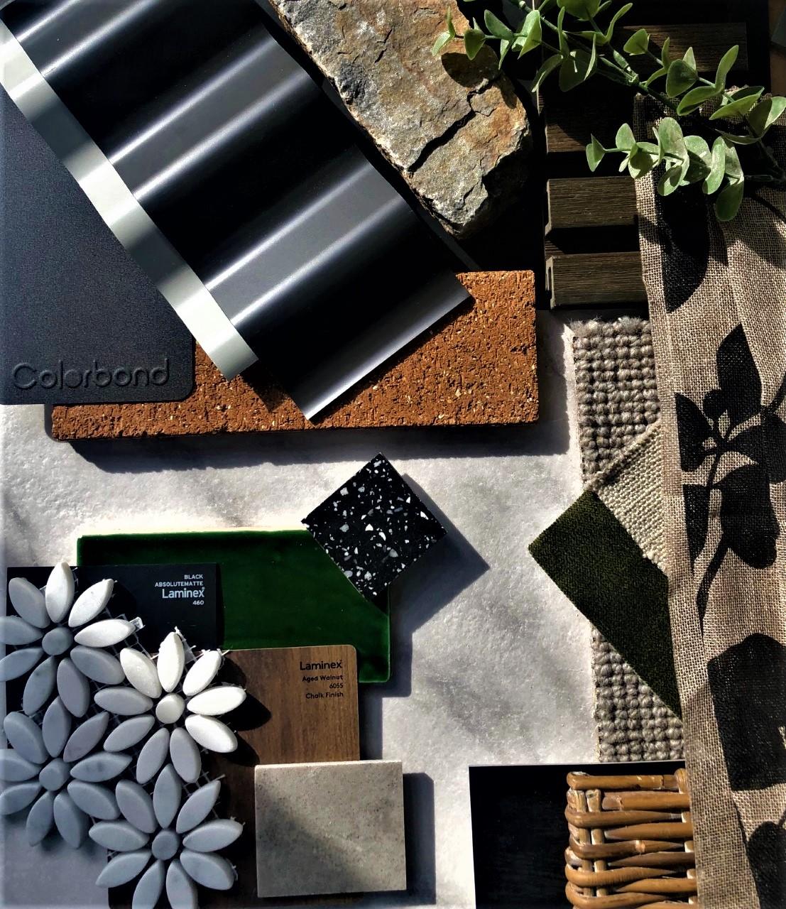 COLORBOND® steel. Urban Oasis. Kathi Brown. Flatlay inspiration board.