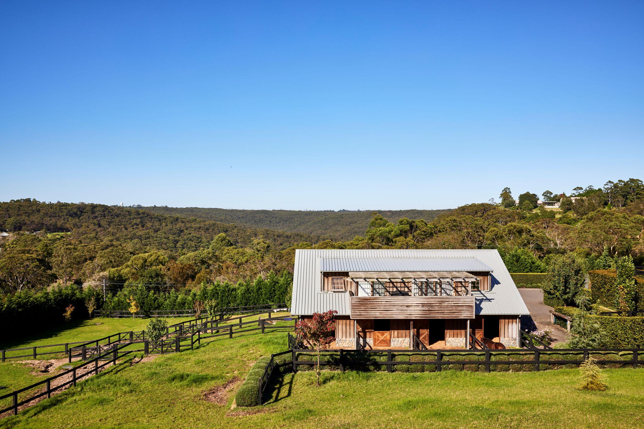 Bushland with stables featuring COLORBOND steel in Windspray colour