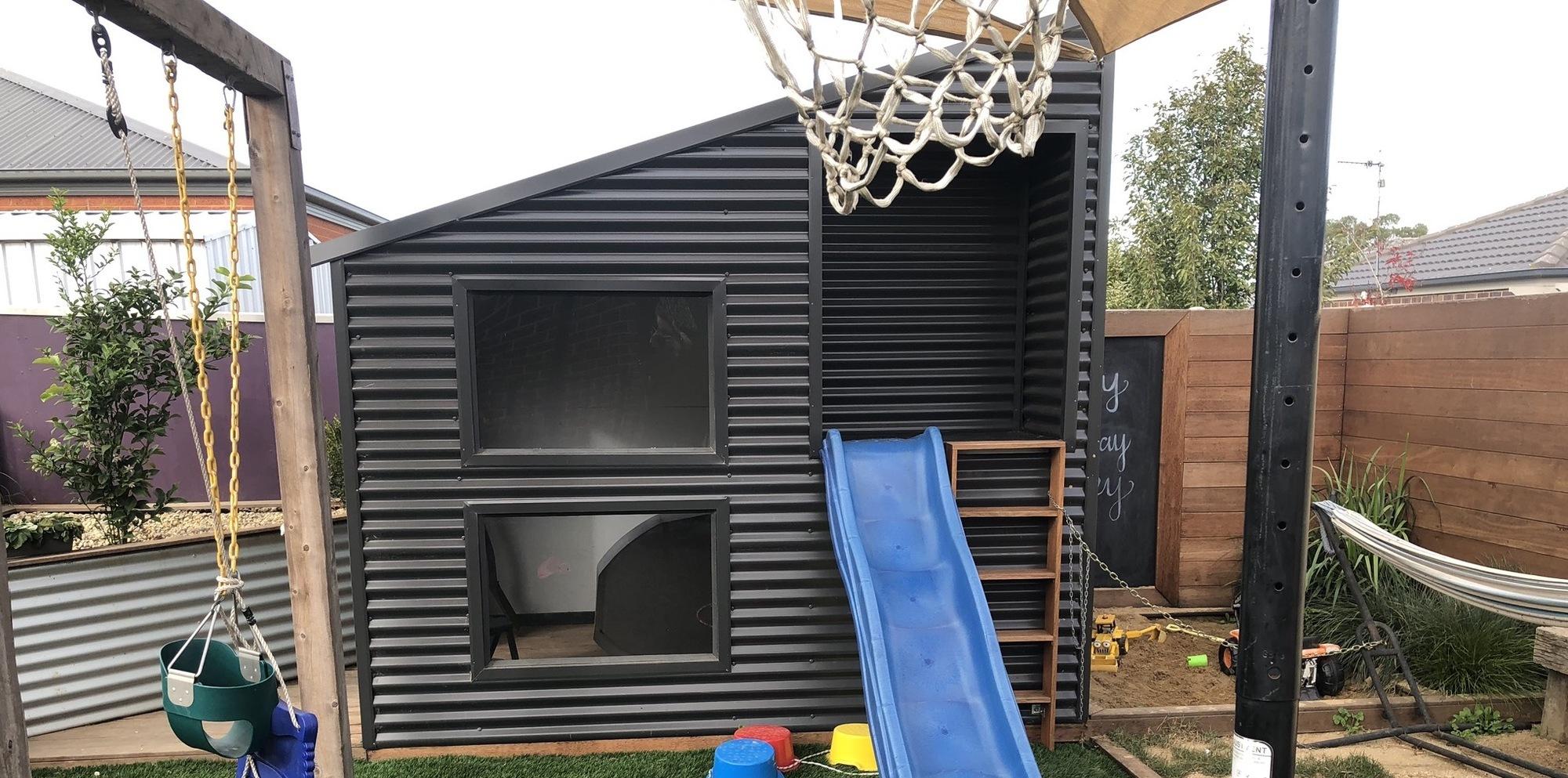 Bianca from Broadford, VIC loves COLORBOND® steel. Kids Cubby house clad in COLORBOND® steel in colour Monument®