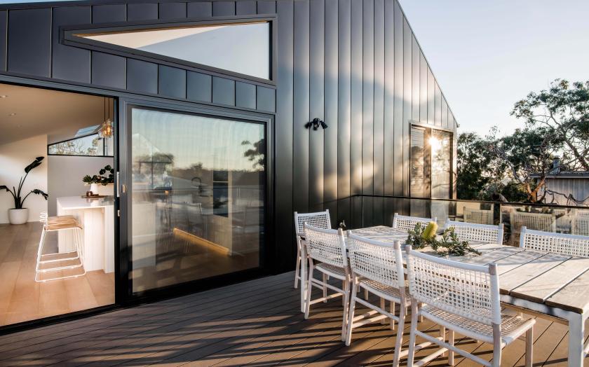 COLORBOND® steel Night Sky® cladding in an interlocking profile.