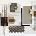 Eloise Meaney, Junior Interior Architect at Scott Salisbury Homes, SA Flatlay palette that features COLORBOND® steel in Cove®, Surfmist®, Monument® and Dune®.  Photographer:  Anna Kelly