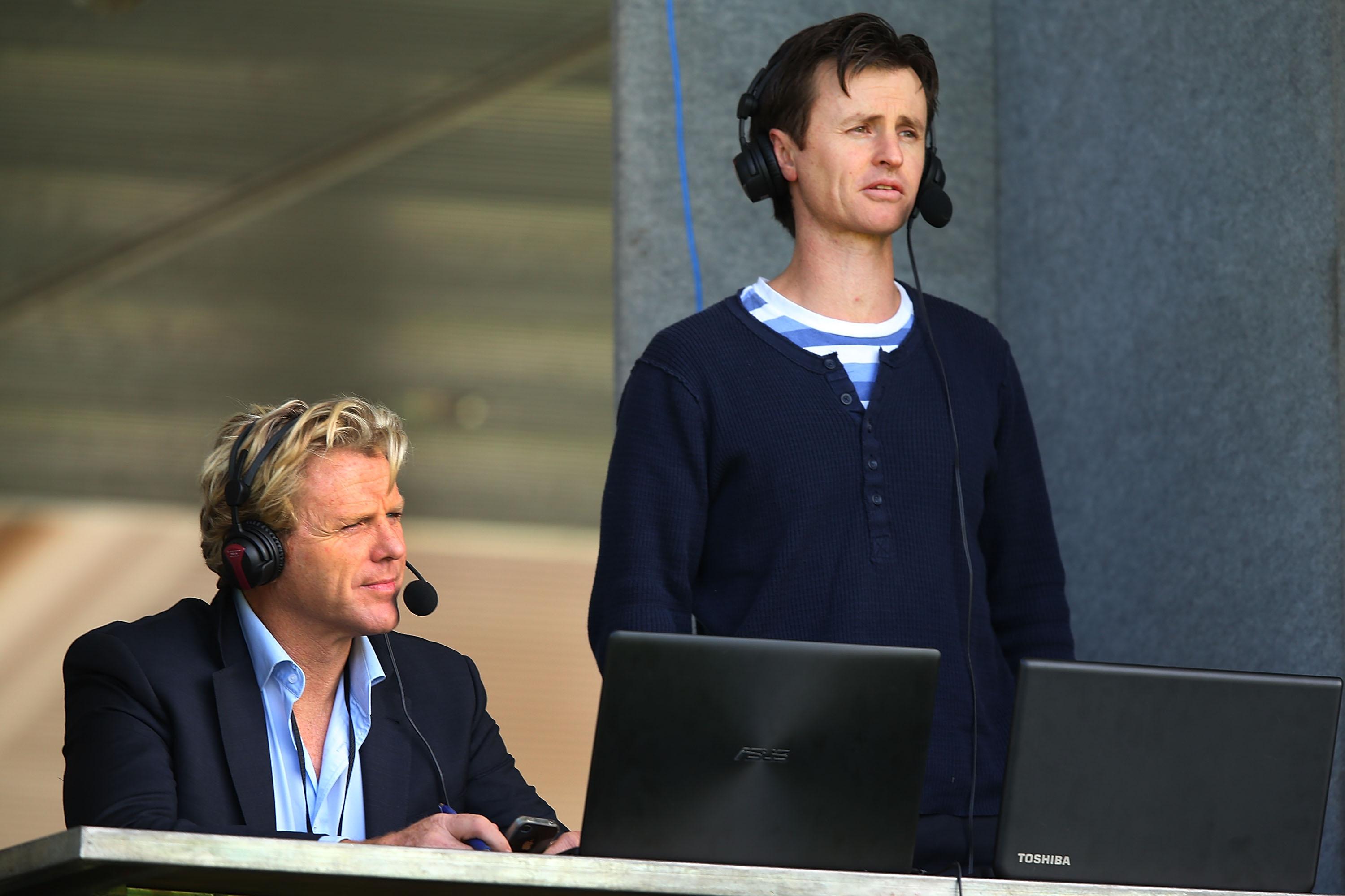 Anthony Hudson in the commentator's box